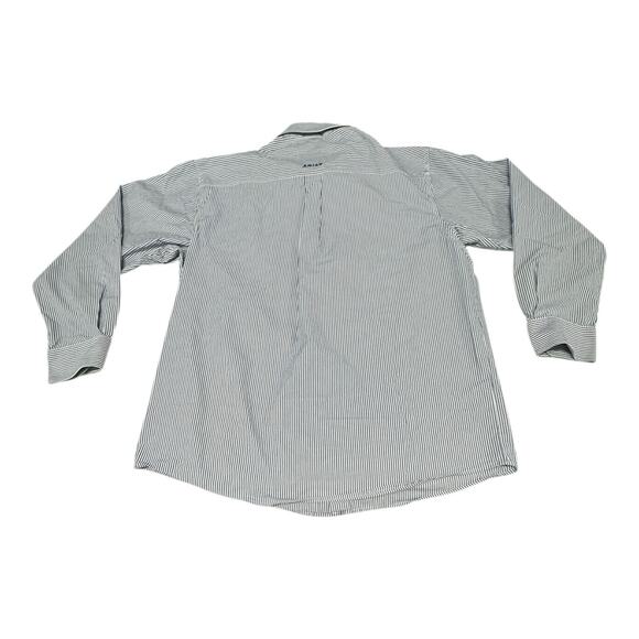 Ariat Shirt Men's 2XL Blue White Pro Series Striped Button Down Long Sleeve - Picture 9 of 9